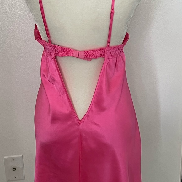 Betsey Johnson Fuchsia Satin Chemise with Lace - Picture 3 of 16